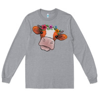 Heather Grey Cow With Flowers Long Sleeve Tee - Bettercallsaul