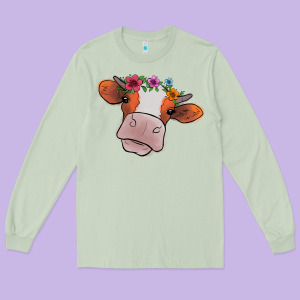 Cow With Flowers Long Sleeve Tee Designed By Bettercallsaul