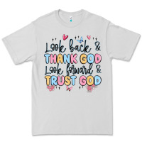 Dove Grey look back and thank god look forward and trust god Premium Tee - MaliasSmallBusiness