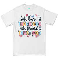 White look back and thank god look forward and trust god Premium Tee - MaliasSmallBusiness