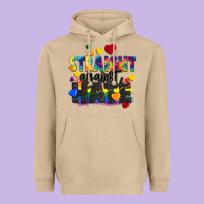 Straight Against Hate Heavyweight Hoodie Designed By Fadigitalartstudio