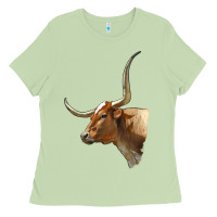 Matcha Texas Longhorn Cow Face Ladies Tee - LillyAllenDesigns
