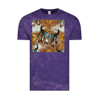 Cloud Purple Western Bull Skull And Sunflowers With Leopard Seamless Pattern Vintage Tee - BundleAndBundleShop