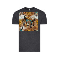 Vintage Black Western Bull Skull And Sunflowers With Leopard Seamless Pattern Vintage Tee - BundleAndBundleShop