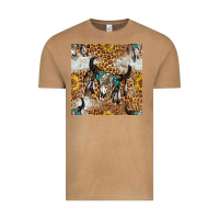 Vintage Camel Western Bull Skull And Sunflowers With Leopard Seamless Pattern Vintage Tee - BundleAndBundleShop