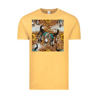 Vintage Mustard Western Bull Skull And Sunflowers With Leopard Seamless Pattern Vintage Tee - BundleAndBundleShop
