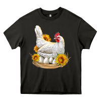 Asphalt Perched Chicken With Sunflowers Heavy Core Tee - LillyAllenDesigns