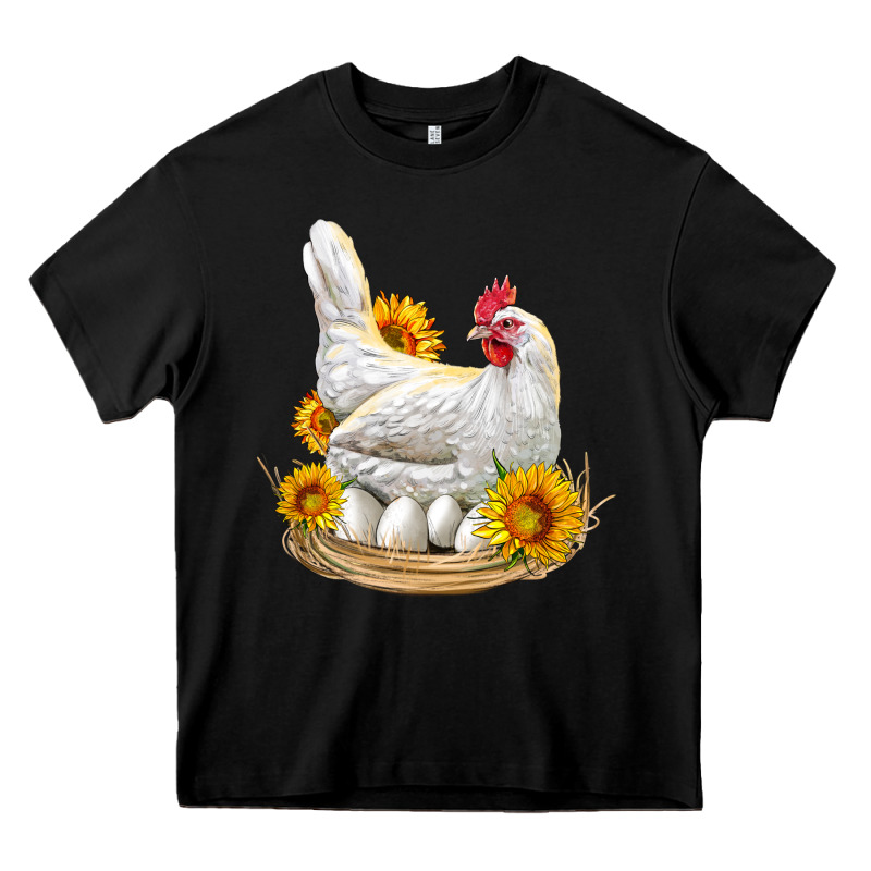 Perched Chicken With Sunflowers Heavy Core Tee by LillyAllenDesigns | Teevron