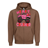 Chestnut Heart crusher pink monster truck Valentine's Day Zipper Hoodie - HowdyJamesFarm