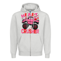 Dove Grey Heart crusher pink monster truck Valentine's Day Zipper Hoodie - HowdyJamesFarm