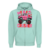Seafoam Heart crusher pink monster truck Valentine's Day Zipper Hoodie - HowdyJamesFarm