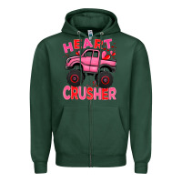 Sports Green Heart crusher pink monster truck Valentine's Day Zipper Hoodie - HowdyJamesFarm