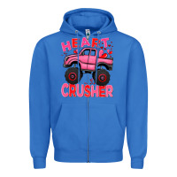 True Royal Heart crusher pink monster truck Valentine's Day Zipper Hoodie - HowdyJamesFarm