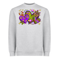 Heather Grey Mardi Gras hearts Heavyweight Sweatshirt - NancyCooperArtShop