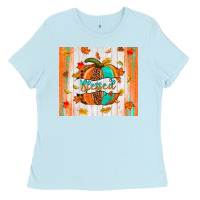 Baby Blue blessed pumpkin Ladies Tee - NancyCooperArtShop