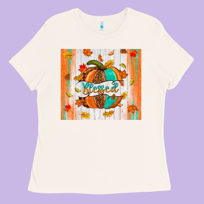 Blessed Pumpkin Ladies Tee Designed By Nancycooperartshop