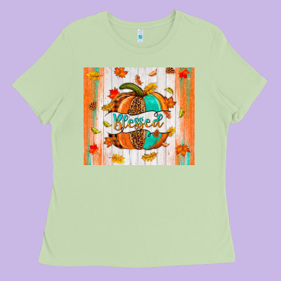 Blessed Pumpkin Ladies Tee Designed By Nancycooperartshop