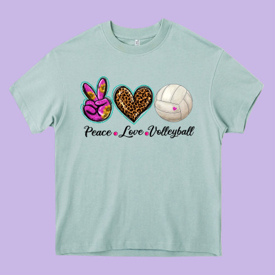 Peace Love Volleyball Heavy Core Tee Designed By Barkaloodesign