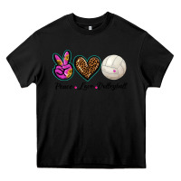 Black peace love volleyball Heavy Core Tee - BarkalooDesign