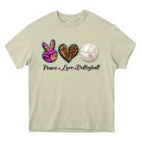 Mossy peace love volleyball Heavy Core Tee - BarkalooDesign