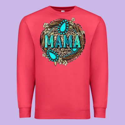Mama With Gemstone Leopard Mother's Day Premium Sweatshirt Designed By Fadigitalartstudio