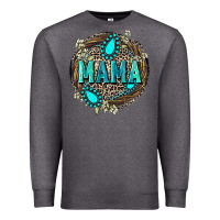 Charcoal Heather Mama with gemstone leopard Mother's Day Premium Sweatshirt - FaDigitalArtStudio
