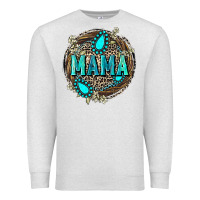 Oatmeal Heather Mama with gemstone leopard Mother's Day Premium Sweatshirt - FaDigitalArtStudio
