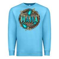 Ocean Blue Mama with gemstone leopard Mother's Day Premium Sweatshirt - FaDigitalArtStudio