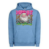Pigment Pebble Blue merry merry merry christmas Urban Hoodie - CowhideDigitalArt