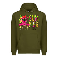Army Green Summer Girls Flamingo Premium Hoodie - CowCowDesign