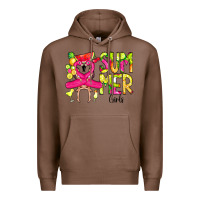 Chestnut Summer Girls Flamingo Premium Hoodie - CowCowDesign