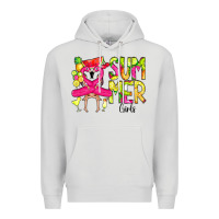 Dove Grey Summer Girls Flamingo Premium Hoodie - CowCowDesign