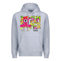 Heather Grey Summer Girls Flamingo Premium Hoodie - CowCowDesign