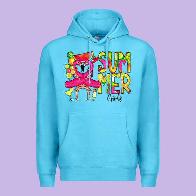 Summer Girls Flamingo Premium Hoodie Designed By Cowcowdesign