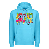 Ocean Blue Summer Girls Flamingo Premium Hoodie - CowCowDesign