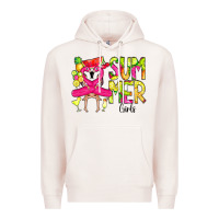 Pale Pink Summer Girls Flamingo Premium Hoodie - CowCowDesign