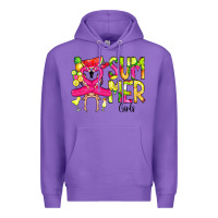 Purple Summer Girls Flamingo Premium Hoodie - CowCowDesign