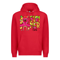 Red Summer Girls Flamingo Premium Hoodie - CowCowDesign