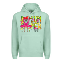 Seafoam Summer Girls Flamingo Premium Hoodie - CowCowDesign