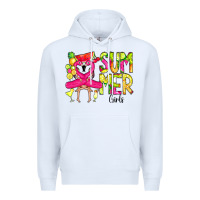 White Summer Girls Flamingo Premium Hoodie - CowCowDesign