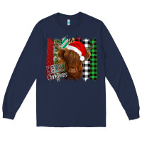 Navy Merry Christmas Cow Long Sleeve Tee - Bettercallsaul