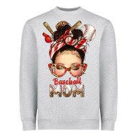Heather Grey Baseball Mom Messy Bun Heavyweight Sweatshirt - texasbilliewilder