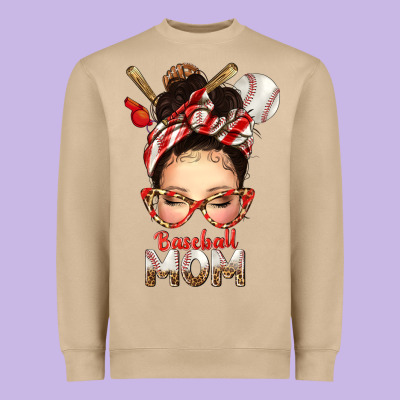 Baseball Mom Messy Bun Heavyweight Sweatshirt Designed By Texasbilliewilder
