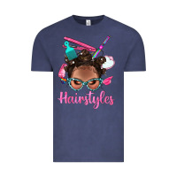 Vintage Denim Afro Bantu Knots Hairstyles Messy Bun With Clasp Bbs Vintage Tee - BundleAndBundleShop