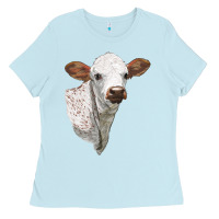 Baby Blue Texas Longhorn Calf Face Ladies Tee - LillyAllenDesigns