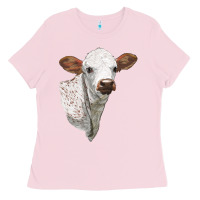 Bubblegum Pink Texas Longhorn Calf Face Ladies Tee - LillyAllenDesigns
