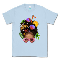 Dusty Blue Beach Hair Afro Messy Bun Bbs Classic Tee - BundleAndBundleShop