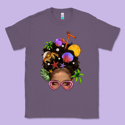 Beach Hair Afro Messy Bun Bbs Classic Tee Designed By Bundleandbundleshop