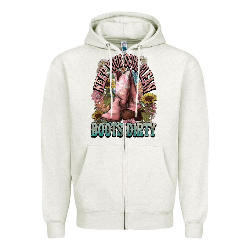 Keep Your Soul Clean Boots Dirty Cowboy Western Zipper Hoodie by HowdyJamesFarm | Teevron