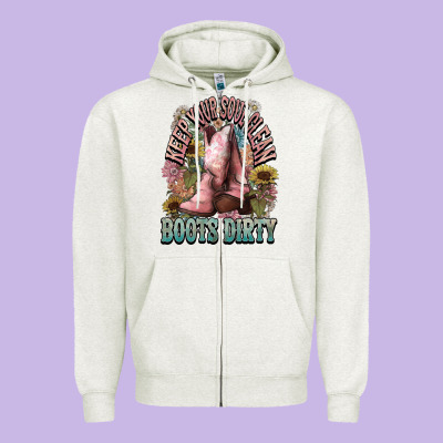Keep Your Soul Clean Boots Dirty Cowboy Western Zipper Hoodie Designed By Howdyjamesfarm